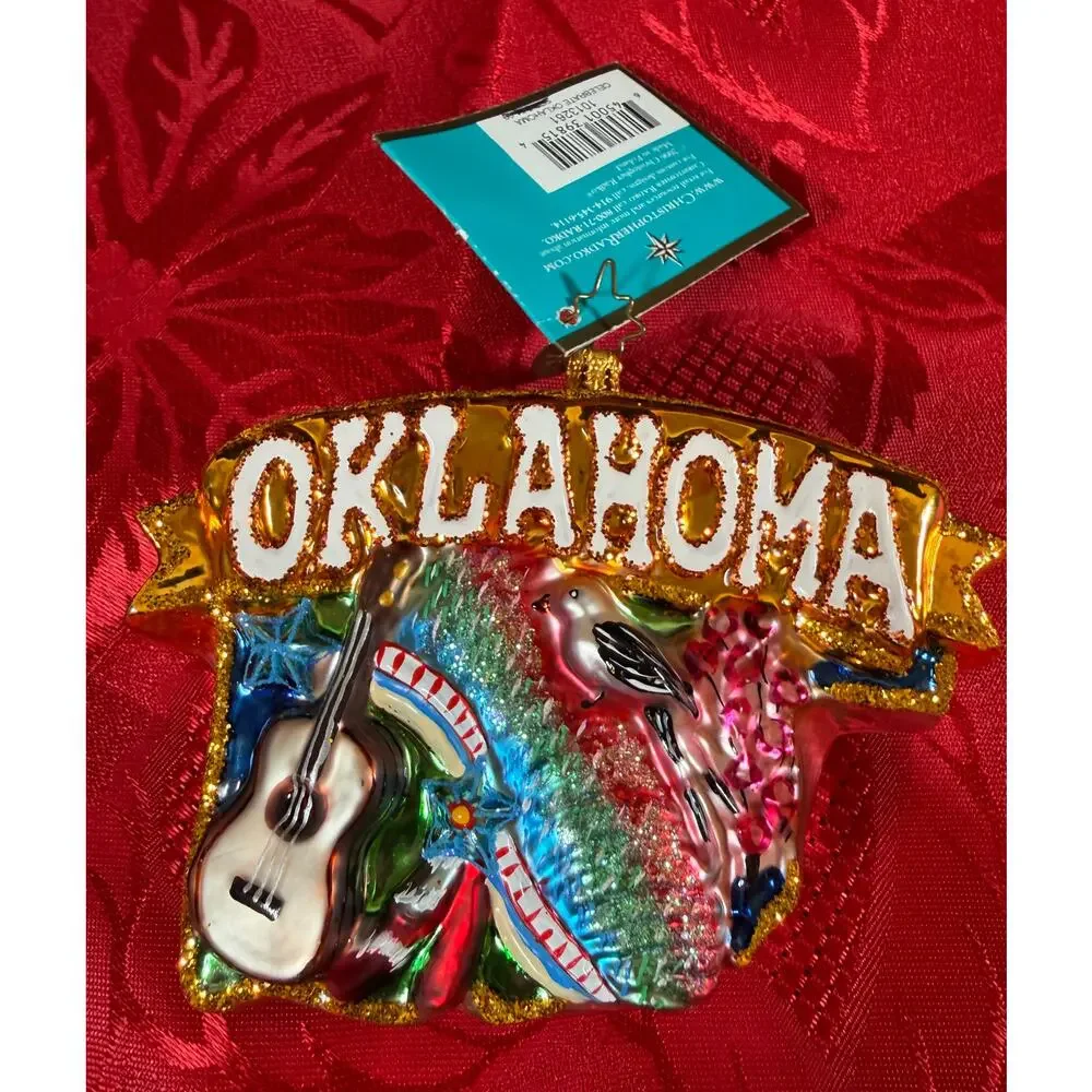 Christopher Radko Celebrate Oklahoma 2006 Glass Christmas Ornament Original Tag